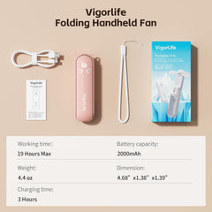 Mini Handheld Fan,USB Rechargeable 3 IN 1 Personal Cooler Fans with Power Bank,LED Flashlight,Small Foldable Pocket Fan-Travel & Emergency Essentials for Outdoor Portable Cooling Fan (Pink)