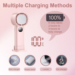 Portable Mini Handheld Fan with LED Display & Flashlight
