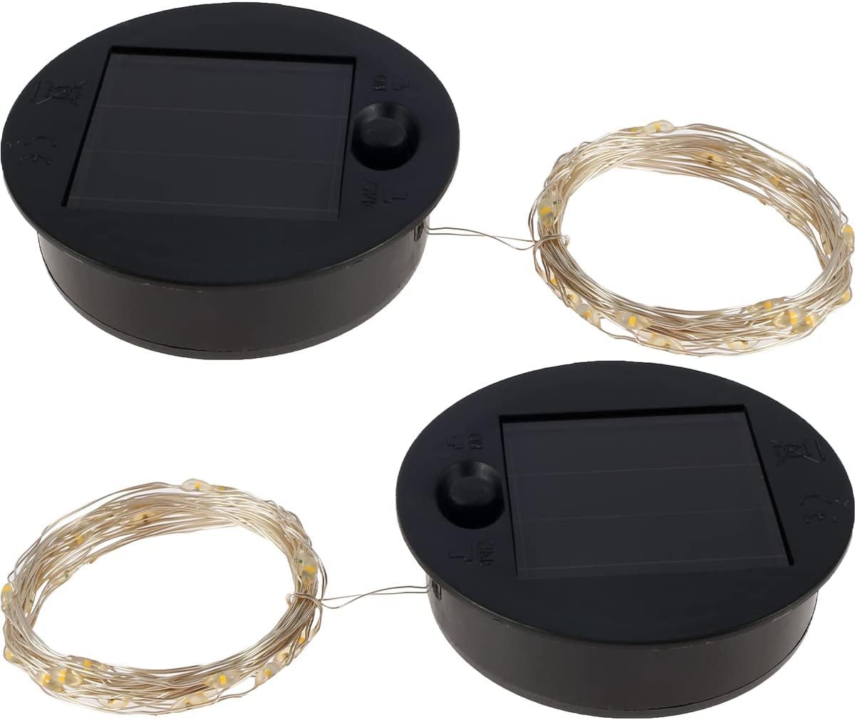 2 Pack Solar Lantern Light Replacement Tops, 30 LED String Lights with 7cm Panel, Replacement Part for DIY Garden Decoration and Watering Can Hanging Lanterns