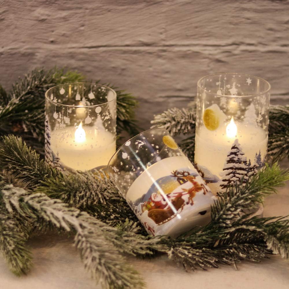 3 Pack Flameless Santa Claus Candles with Timer and Remote