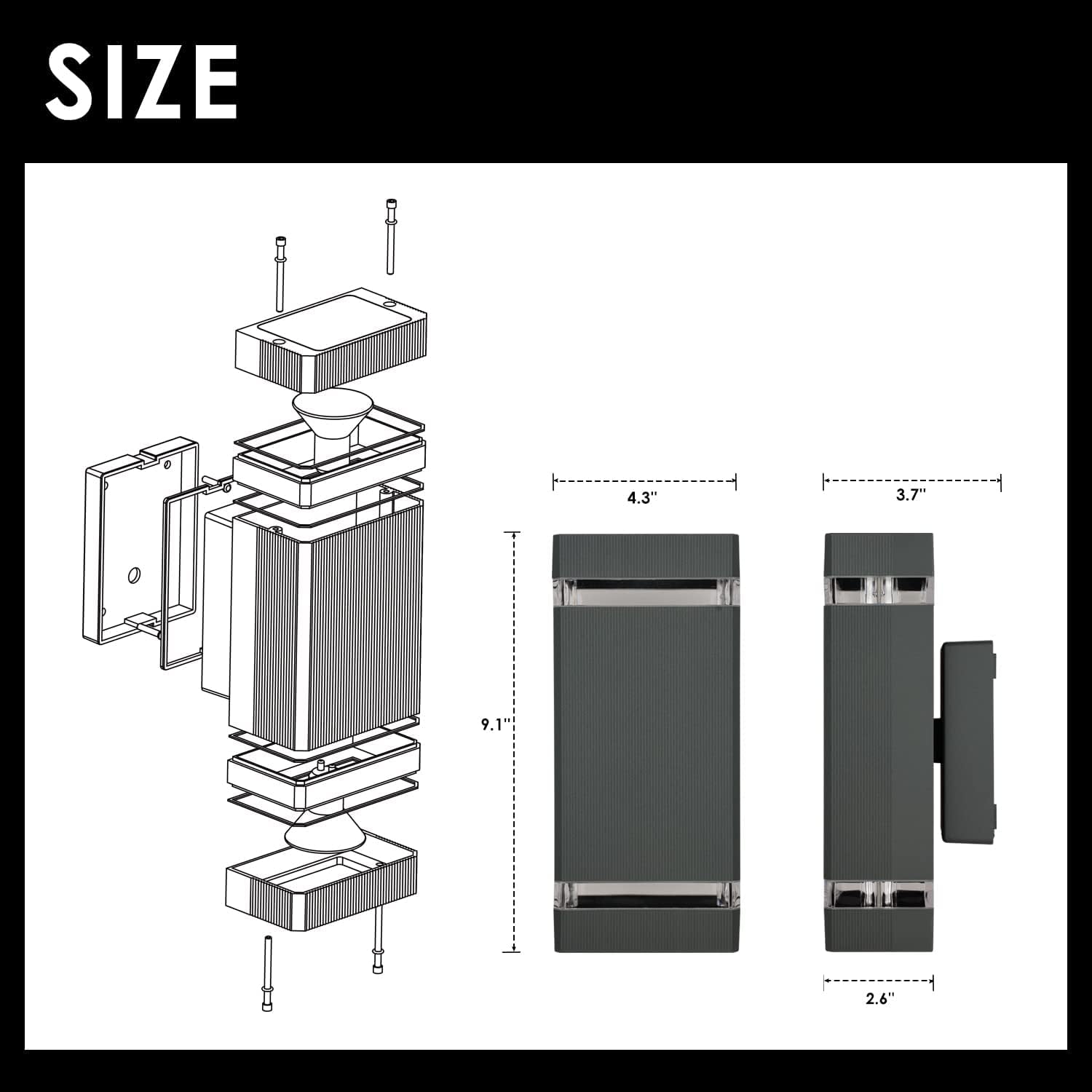 2 Pack Up Down Outdoor Wall Lights