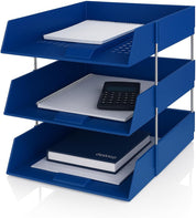 3-Tier A4 Letter Tray Document Organiser – Stackable Plastic Desktop File Holder, Black