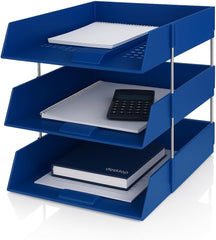 3-Tier A4 Letter Tray Document Organiser – Stackable Plastic Desktop File Holder, Black