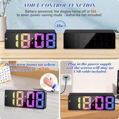 LED Digital Alarm Clock – Large Display, Snooze, Temperature, Date, Brightness Adjustable