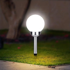 Solar Lights Outdoor Garden Set of 2 Waterproof LED White Dusk to Dawn Stake Light Patio Yard Walkaway Lawn Solar Powered Globe Light 30 cm