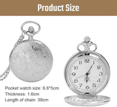 Modern Quartz Pocket Watch with Chain – Roman Numerals, Elegant Gift for Men