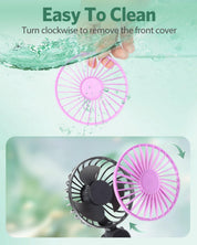 2 Pcs Portable Handheld Fans, Mini USB Rechargeable Fans with Neck Strap & Detachable Desk Base, 90° Foldable, 6 Speeds, Hand Held Fans for Outdoor, Home, Office, Travel, Camping&Commute