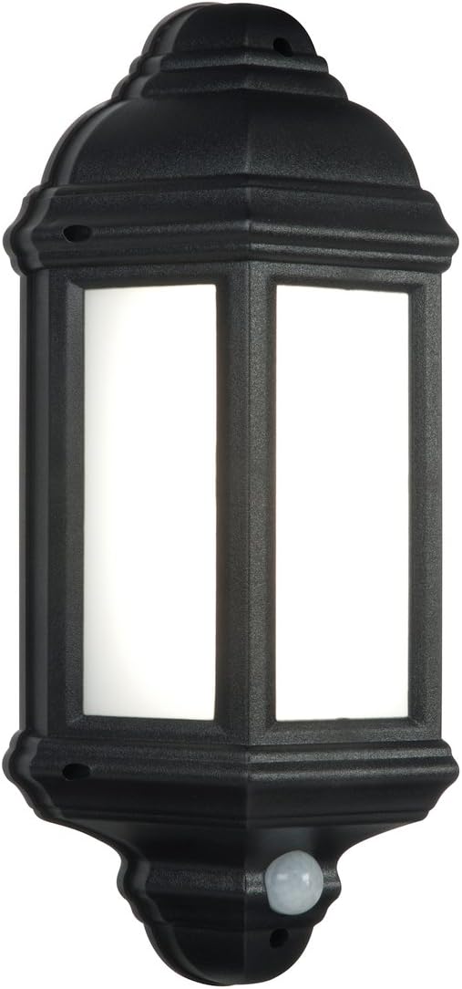 LED Outdoor Wall Lantern, 7W, Black, PIR Motion Sensor, IP44 Rated