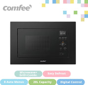 20L Black Built In Grill Microwave with Digital Control, Auto Menu & Defrost