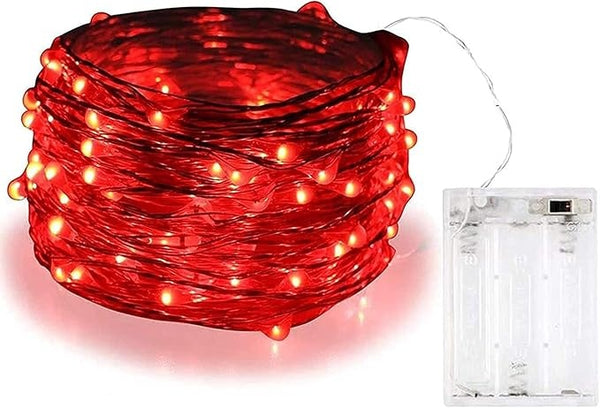 3M 30 LEDs Red Fairy String Lights – Battery Operated Décor for Holidays and Special Occasions