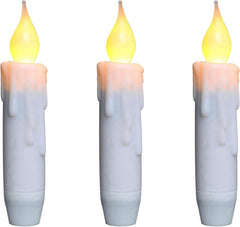 . Flickering Taper Candles LED Drip Flameless Candles, Battery Operated with Timer, White, 4.75 Inch, Set of 2