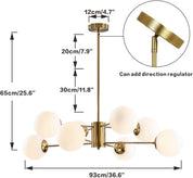 8-Light Gold Sputnik Chandelier – Modern Globe Pendant Light Fixture, Vintage Flush Mount Ceiling Light for Kitchen Island