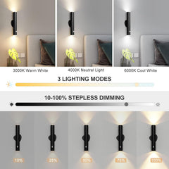 Lighting fixture with adjustable color temperature and dimming options on a neutral background.