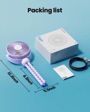 Gaiatop Mini Electric Fan with 360 Rotation, 5.5mm Gaps, Rechargeable Battery, 3 Speeds, Purple
