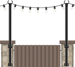 Oniissy 2 Pack 4ft Holiday String Light Poles – Outdoor Metal Poles with Hooks for Hanging Lights, Ideal for Garden, Patio, Parties, and Weddings