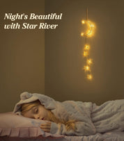 Hanging Moon & Star Fairy Lights, Battery Operated Indoor Decorative Lights with Timer for Bedroom, Window & Ramadan Décor