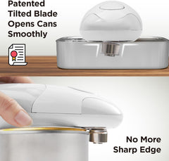 Kitchen Mama Auto Electric Can Opener – Hands-Free One-Touch Operation, Smooth Edge, Food-Safe, Battery Powered – White