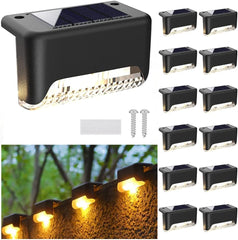 12-Pack Solar Deck Lights, Waterproof LED, Solar Powered for Outdoor Steps, Stairs, Fence, Railing, Wall, Garden, and Backyard (Warm White)