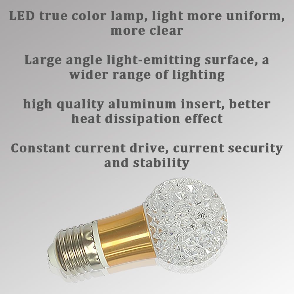 Acrylic Crystal Bulb 5W Edison Screw Light 85-265V, 6000K White Light, E27 Base Professional Decorative lamp (1 Count E27-B013) [Energy Class F]