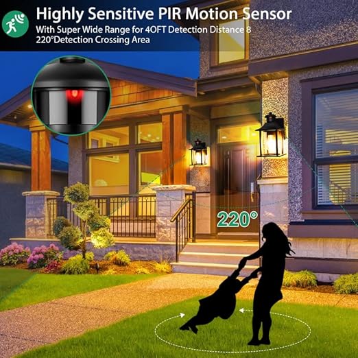 Black Outdoor Motion Sensor Wall Light