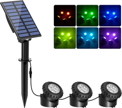 Solar Pond Lights – RGB Underwater Spotlights, Set of 3, IP68 Waterproof