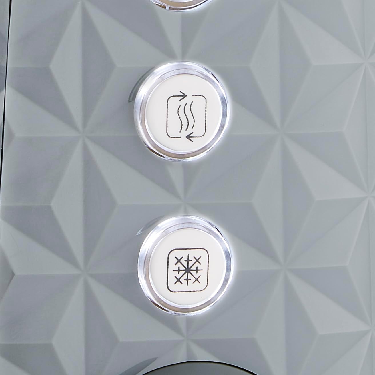 4 Slice Toaster – High Gloss Geometric Design, Defrost & Reheat, Wide Slots, Removable Crumb Tray – Grey