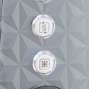 4 Slice Toaster – High Gloss Geometric Design, Defrost & Reheat, Wide Slots, Removable Crumb Tray – Grey