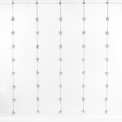 Indoor Star Curtain Window Light with 40 Warm White LEDs on Clear Cable Plug in 1m x1m