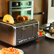 4 Slice Stainless Steel Toaster with Extra-Wide Slots, 6 Browning Settings, Defrost, Reheat & Cancel Functions