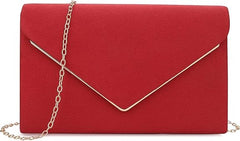 Elegant Faux Suede Evening Clutch Bag for Women – Wedding & Party Purse with Chain