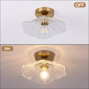 Flush Mount Ceiling Light Chandelier – Clear Glass Shade, 1-Light Fixture for Rooms