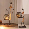 Set of 2 Retro Black Iron Candle Holders – Vintage Tea Light Stands with Girl Design