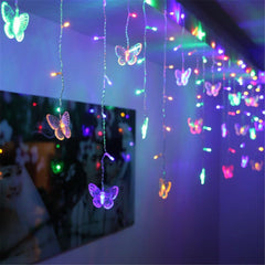 Fairy Lights – 1.5M x 0.5M 48 LED Butterfly Curtain Lights with USB, 8 Modes for Indoor and Outdoor Party, Wedding, and Christmas Holiday Decoration (Colored)