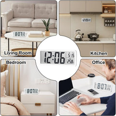 8'' LCD Digital Wall Clock with Time, Temperature & Date Display, Battery/USB Powered