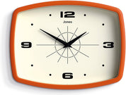 Retro Movie Wall Clock 25cm – Orange Rectangular Design for Kitchen, Living Room, Office