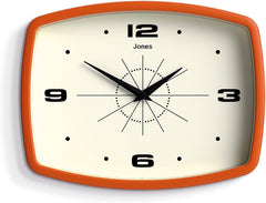 Retro Movie Wall Clock 25cm – Orange Rectangular Design for Kitchen, Living Room, Office