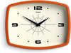 Retro Movie Wall Clock 25cm – Orange Rectangular Design for Kitchen, Living Room, Office