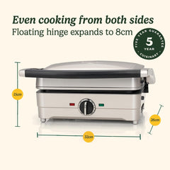 Waffle & Pancake Maker – Electric Grill with Even Cooking, Non-Stick Removable Interchangeable Plates, Dishwasher Safe, 210°C – Frosted Pearl