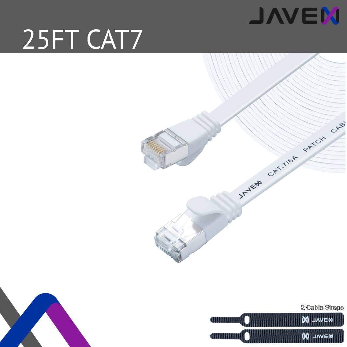 JAVEX CAT6a/CAT7 Flat Ethernet Patch Cable – 7.6M/25FT