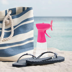 Benross 40249 Water Mist Spray Fan/Handheld Cooling Device/Portable For Holidays, Beach Trips, Sports Events, Office Use & Travel Use/Pink Colour