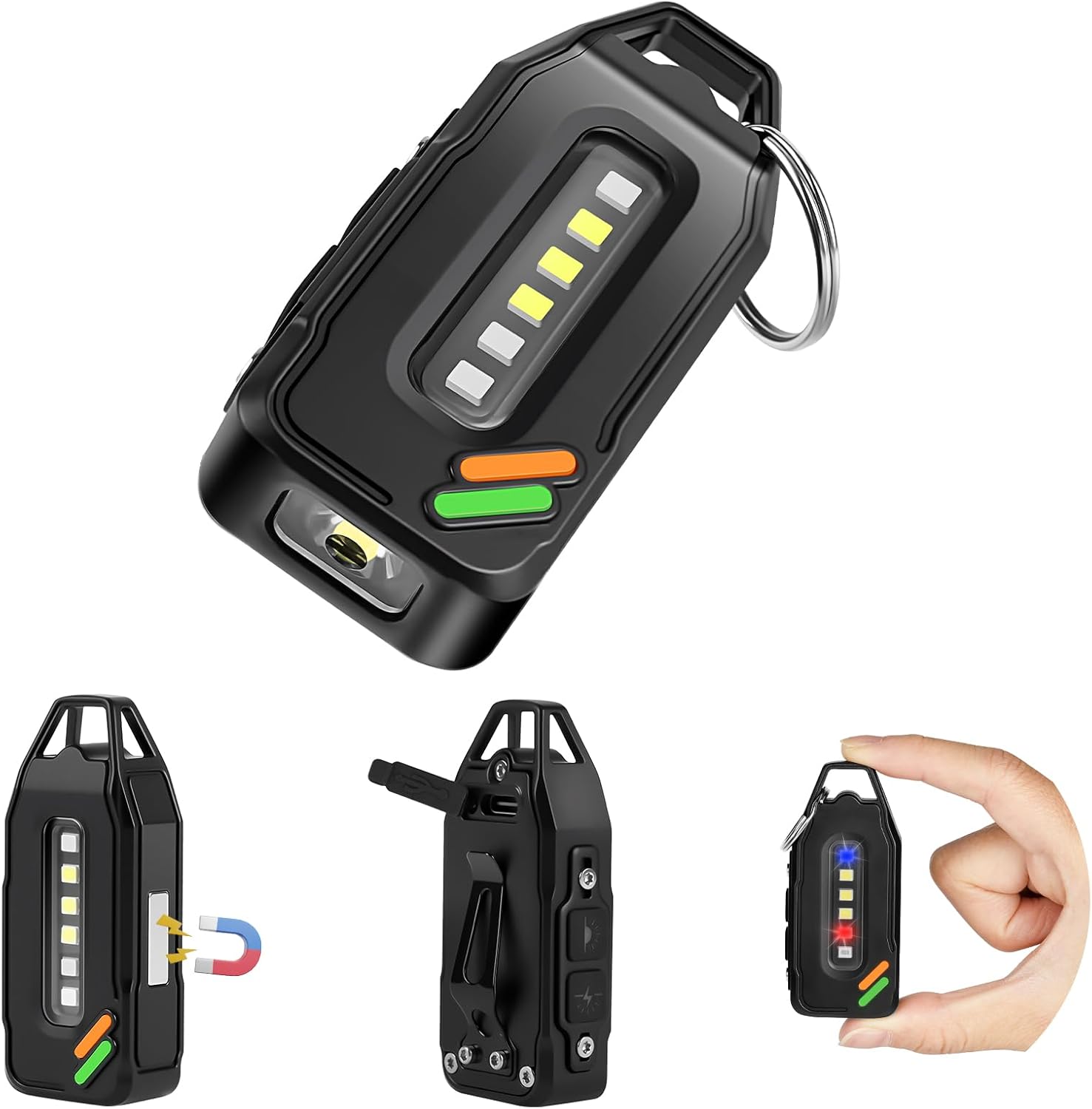 flintronic Small Torch, USB C Rechargeable Mini EDC Torch, COB Work Light with Buckle Clip and Magnetic Base, Super Bright Flashlight for Outdoors Camping, Hiking, Emergency, Workshop, Repair [Energy Class A+++]