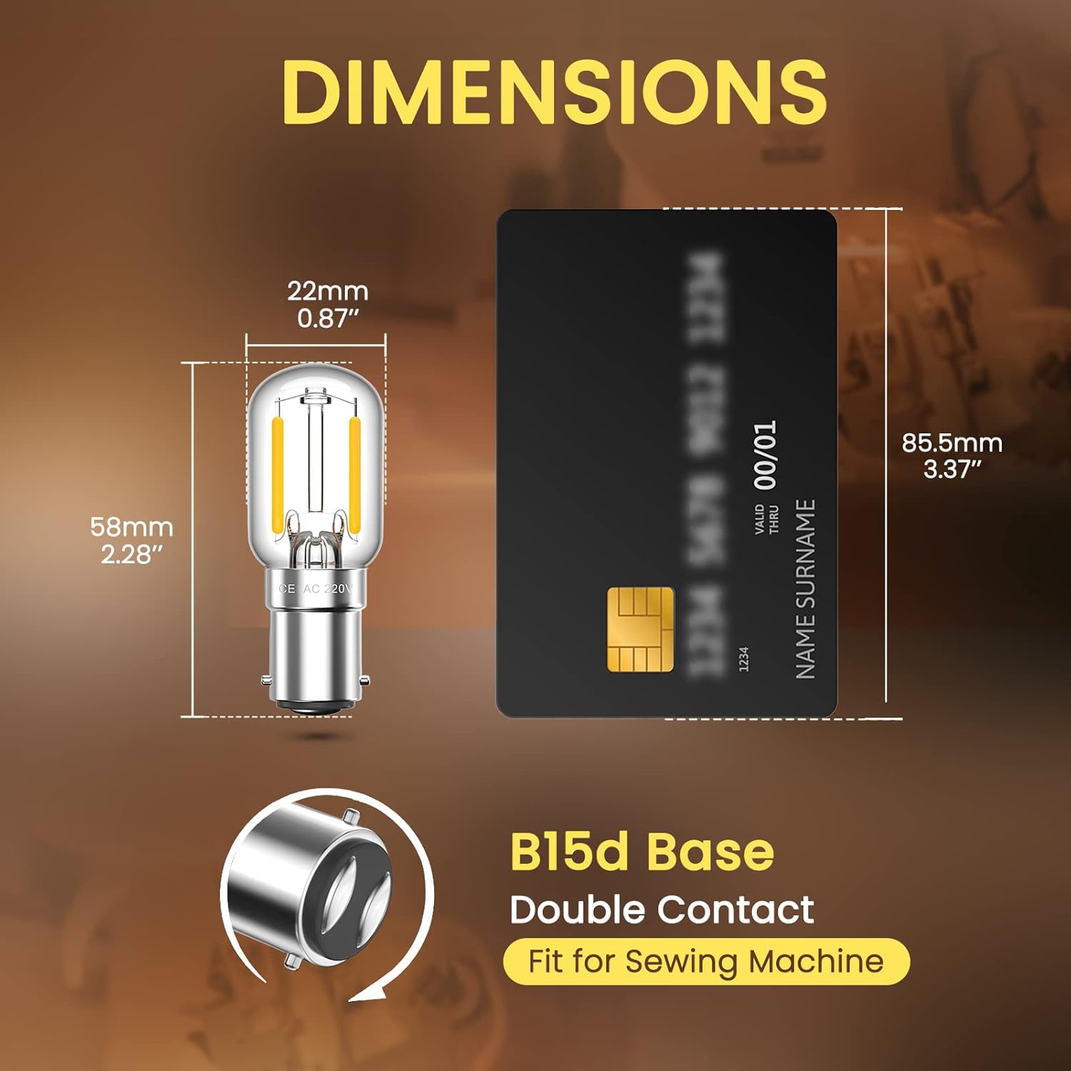 DoRight 2W LED T22 B15 Mini Bulb Warm White 2700K (2 Pack)