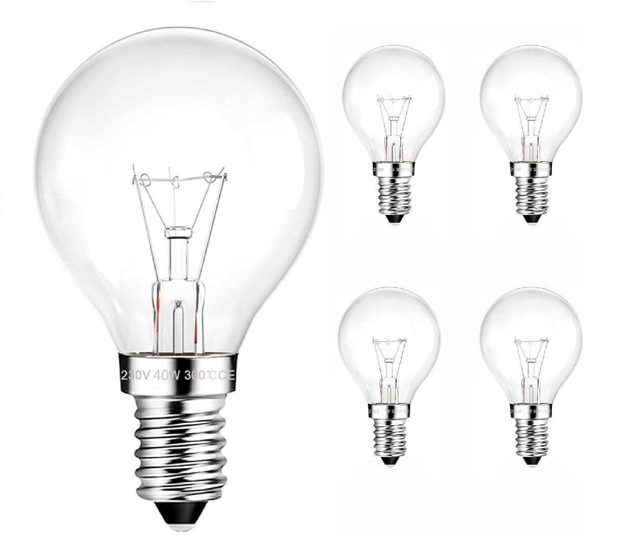 4-Pack G45 E14 Oven Bulb 40W Dimmable Incandescent Light Bulb, Warm White 2700K, E14 SES Golf Ball Bulbs for Cookers and Ovens, G45 Small Edison Screw Bulbs