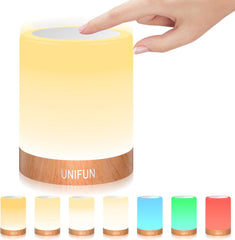 Table Lamp, Touch Sensor Bedside Lamps, Dimmable Warm White Light & Color Changing RGB for Bedrooms (Size1)