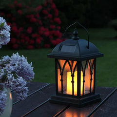 27cm Solar Candle Lantern with Flickering LED – IP44 Waterproof Hanging Light for Outdoor Garden, Patio, and Decking