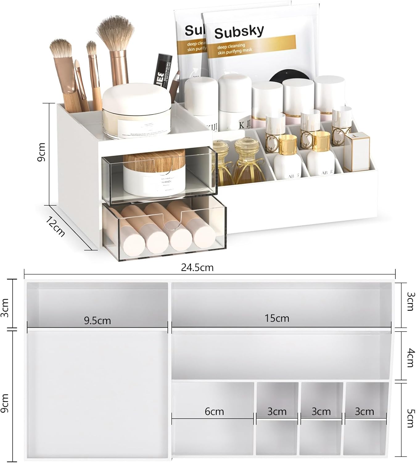 Makeup Organiser with Drawers – Skincare & Cosmetic Storage for Bedroom & Bathroom