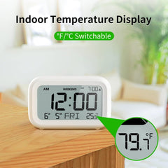 Battery Powered LCD Digital Alarm Clock – Adjustable Volume, Snooze & Weekend Mode