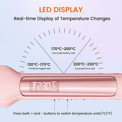 Professional Titanium Hair Straightener, 42mm Wide Plates, 11 Temps, Fast Heat