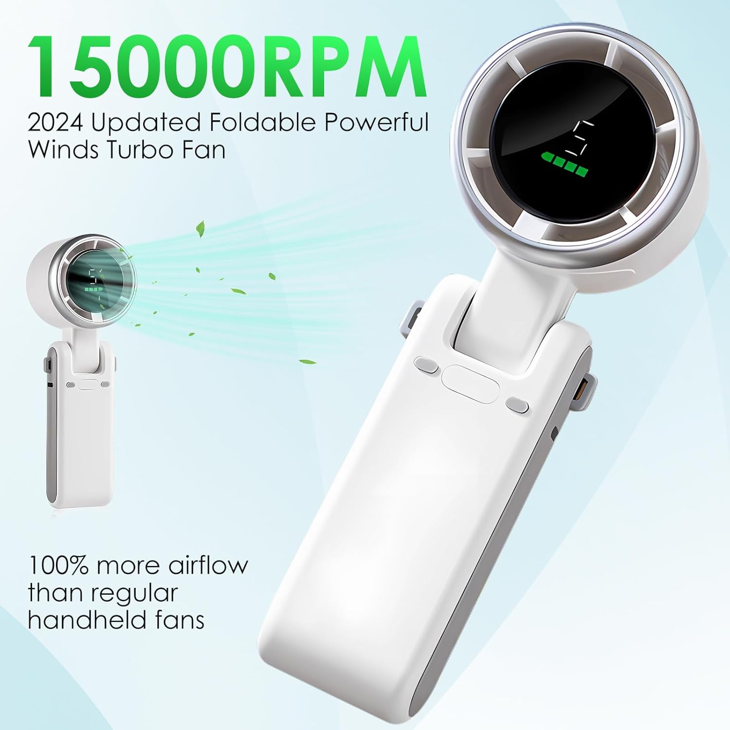 Portable Handheld Mini Turbo Fan – 5 Speeds USB Rechargeable