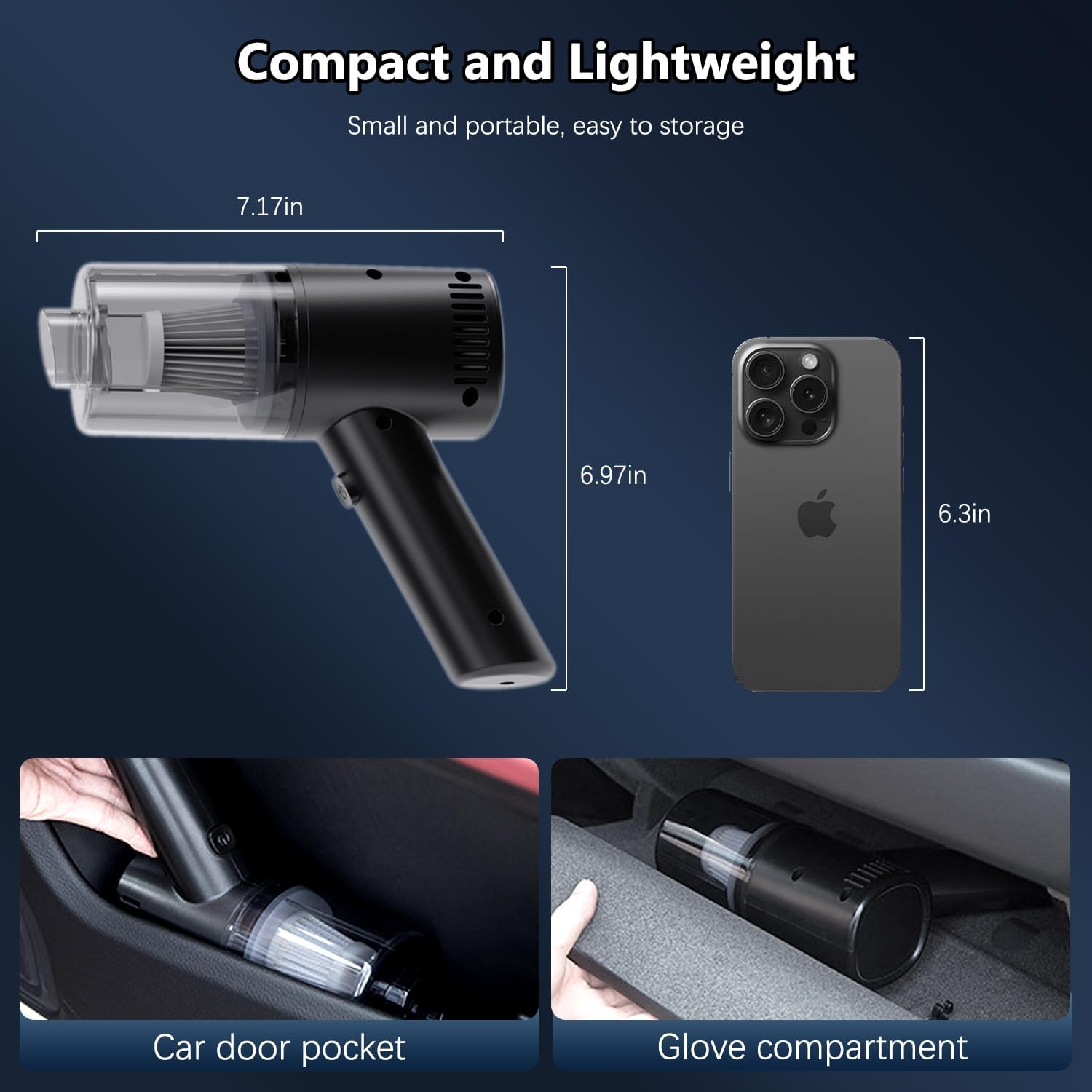 Cordless Handheld Vacuum Cleaner 15000Pa Powerful Suction, Lightweight Mini Car Vacuum with Fast USB Charging for Home, Sofa, Bed, Office & Pet Hair Cleaning